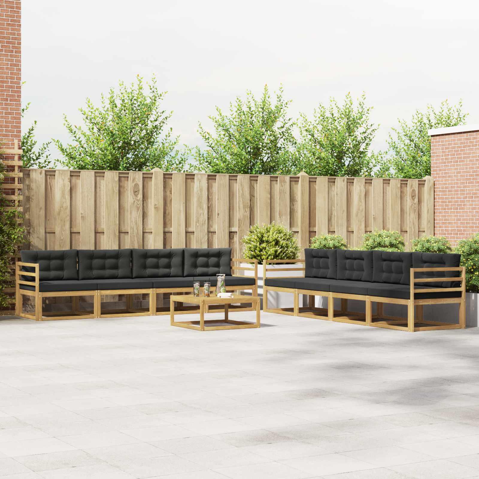 Udendørs sofagruppe 9 stk Hvid og antracit 79 x 79 x 37 cm