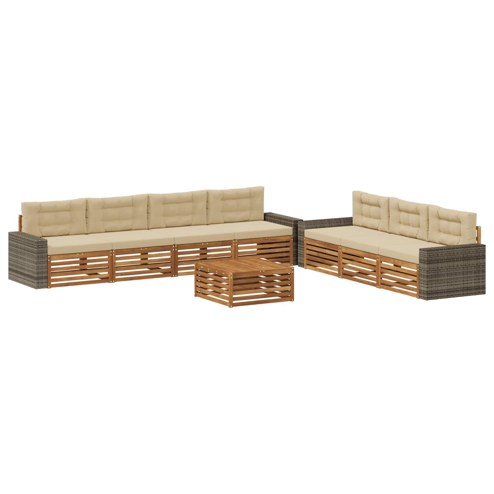 Udendørs sofagruppe 8 stk Naturlig og Beige 79 x 79 x 37 cm