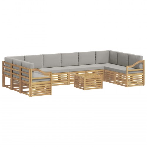 Udendørs sofagruppe 11 stk Hvid og lysegrå 59 x 59 x 37 cm