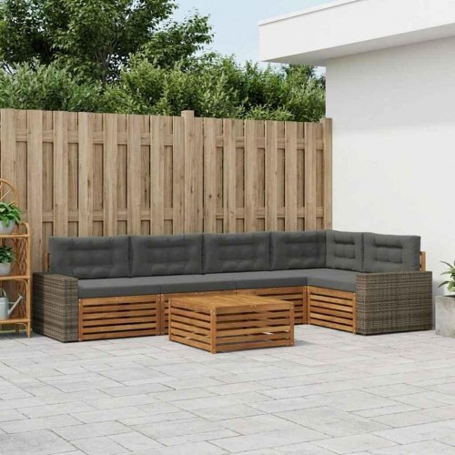 Udendørs sofagruppe 6 stk Naturlig og Antracit 79 x 79 x 37 cm