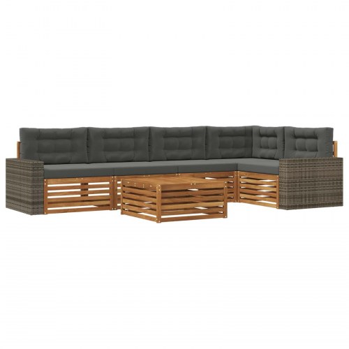 Udendørs sofagruppe 6 stk Naturlig og Antracit 79 x 79 x 37 cm