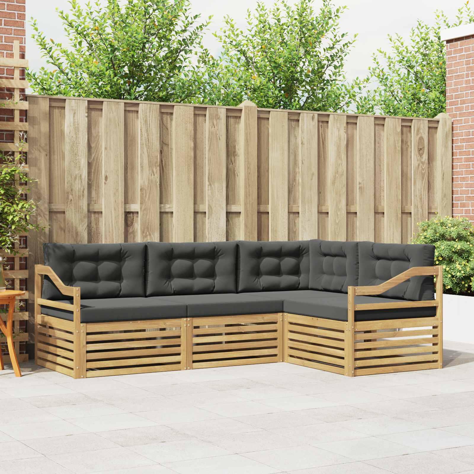 Udendørs sofagruppe 4 stk Hvid og antracit