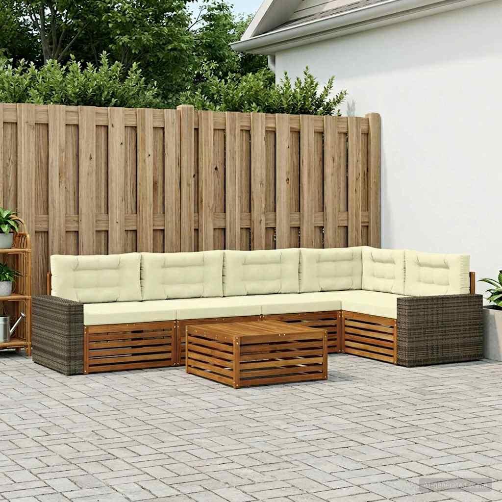 Udendørs sofagruppe 6 stk Naturlig og Fløde 79 x 79 x 37 cm