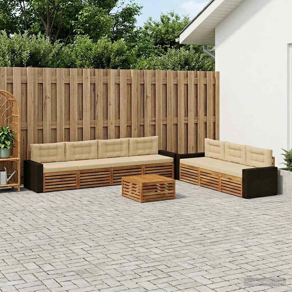 Udendørs sofagruppe 8 stk Naturlig og Beige 79 x 79 x 37 cm