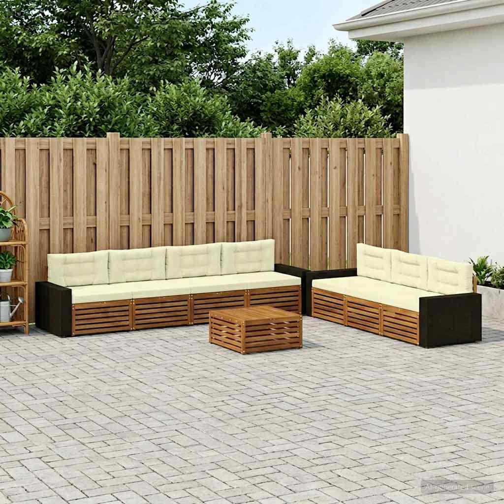 Udendørs sofagruppe 8 stk Naturlig og Fløde 79 x 79 x 37 cm