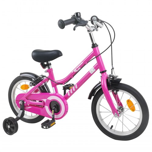 Børnecykel 14 tommer anbefalet til 3-5 år gammel Pink Sort