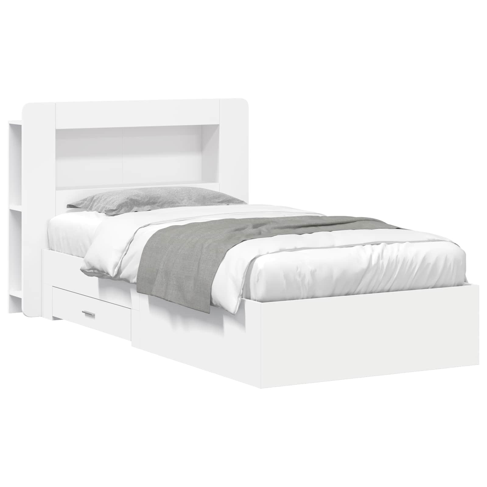 Sengestel med opbevaring Hvid 80 x 200 cm Konstrueret træ