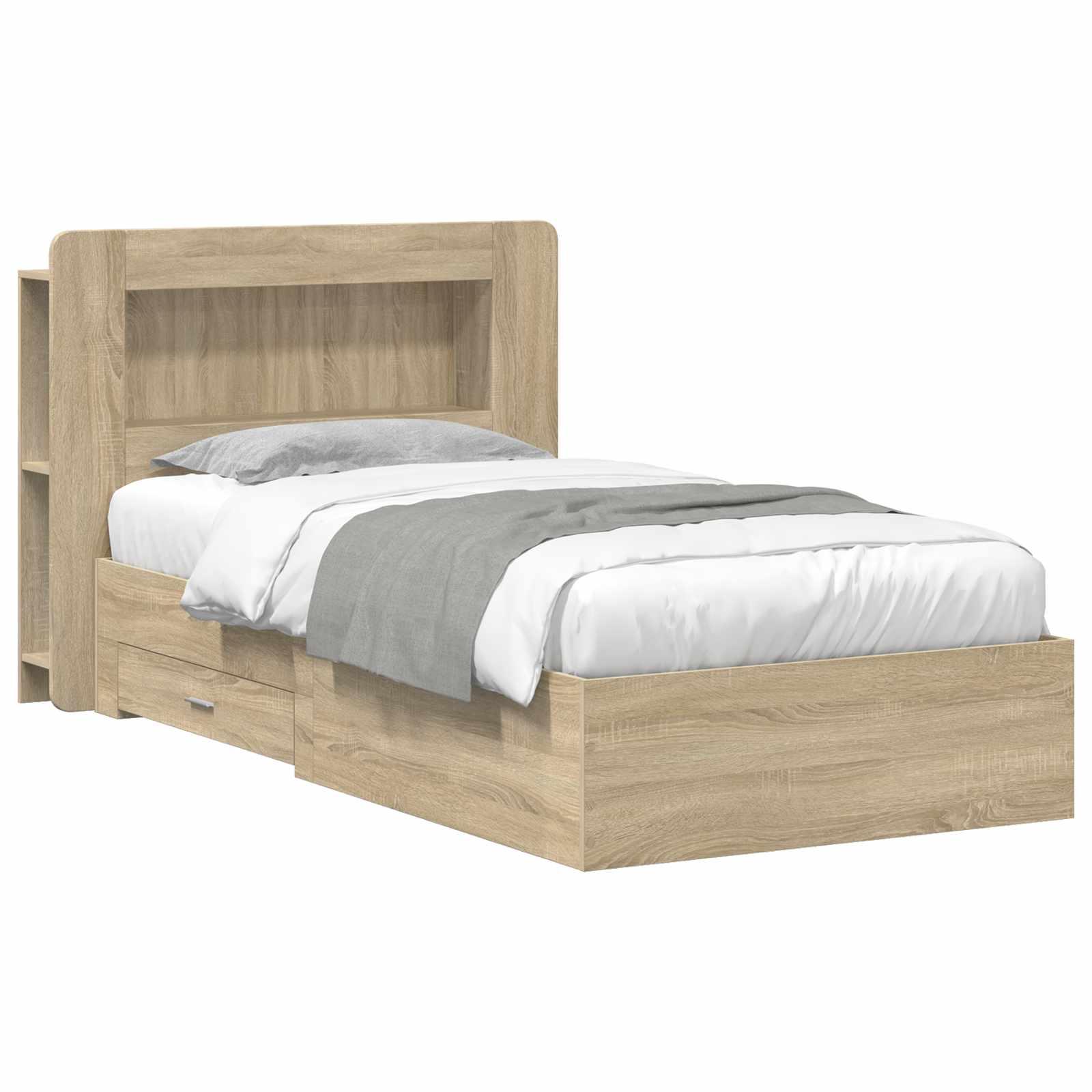 Sengestel med opbevaring Sonoma-eg 80 x 200 cm Konstrueret træ