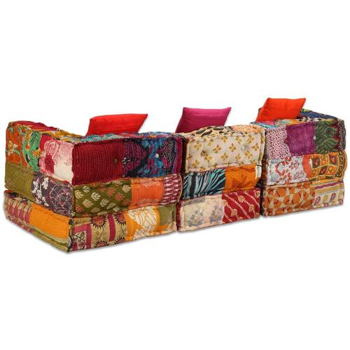 Modulært sofasæt i 12 dele stof patchwork