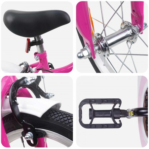 Børnecykel 16 tommer til 4-6 år gamle Pink Hvid
