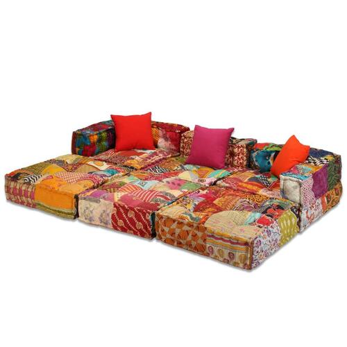 Modulært sofasæt i 12 dele stof patchwork