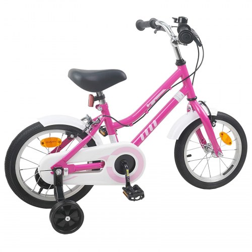 Børnecykel 14 tommer anbefalet til 3-5 år gammel Pink Hvid