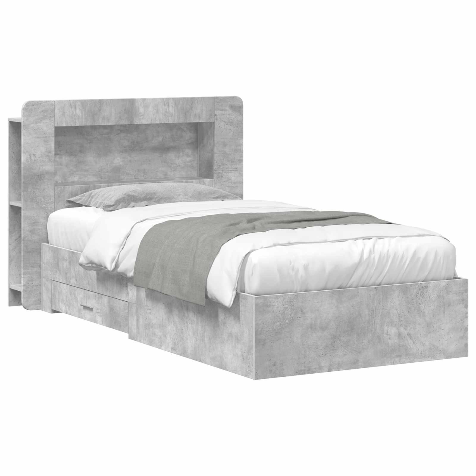 Sengestel med opbevaring Betongrå 80 x 200 cm Konstrueret træ