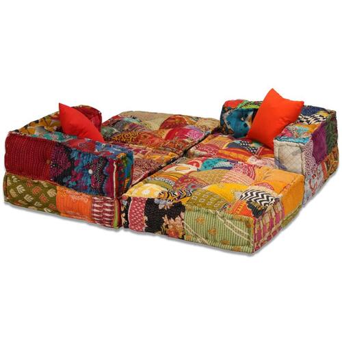 Modulært sofasæt i 12 dele stof patchwork