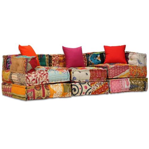 Modulært sofasæt i 12 dele stof patchwork