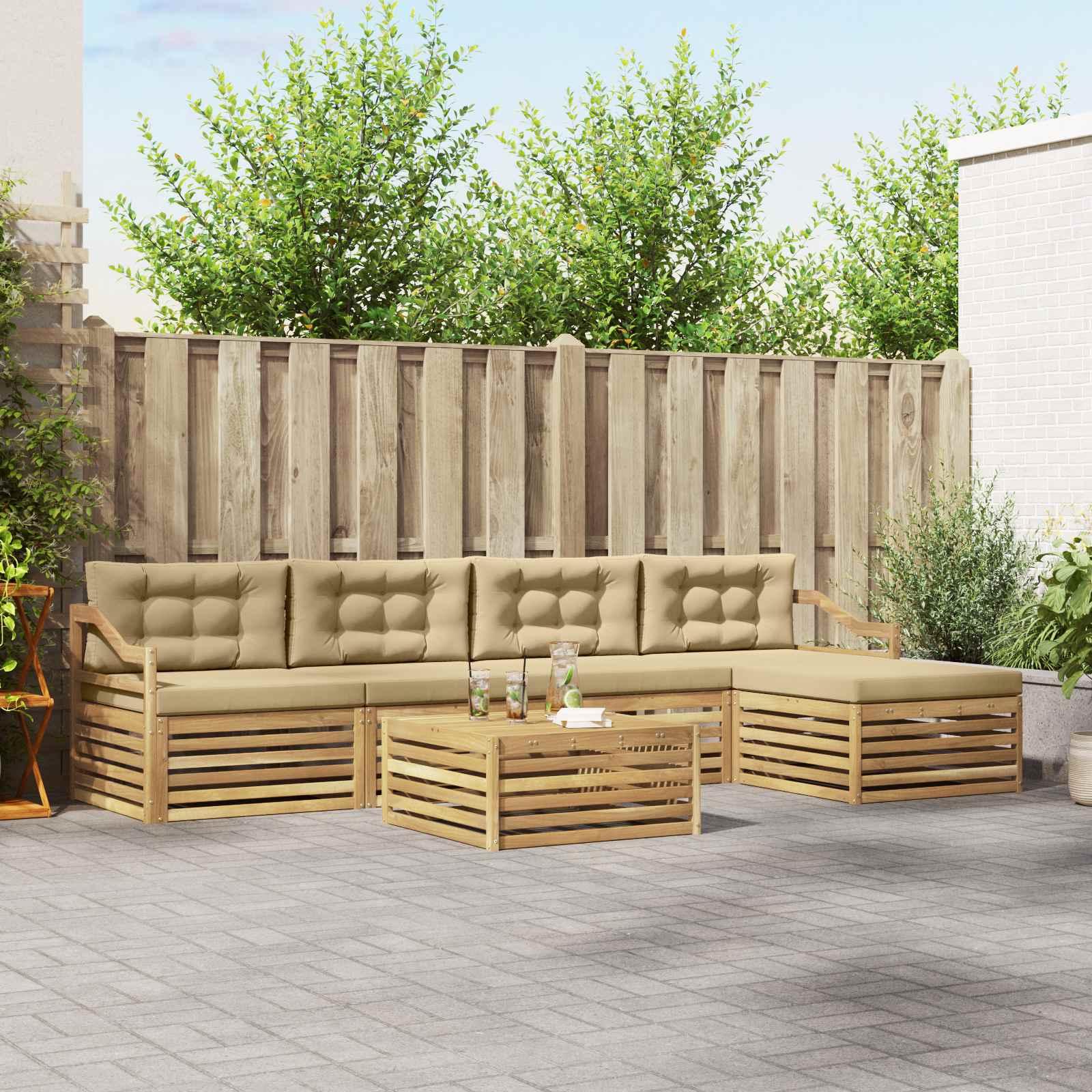Udendørs sofagruppe 6 stk Hvid og Beige 79 x 79 x 37 cm