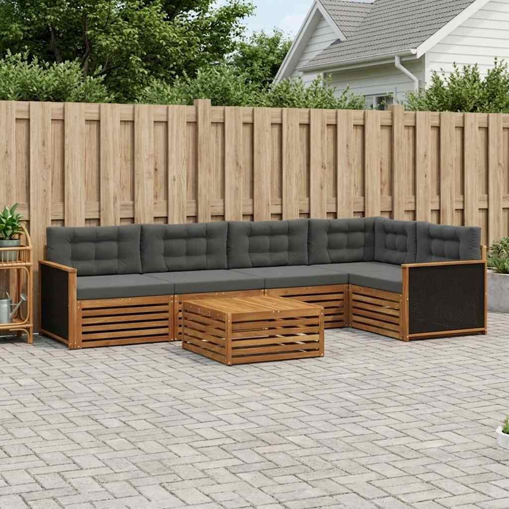 Udendørs sofagruppe 6 stk Naturlig og Antracit 79 x 79 x 37 cm