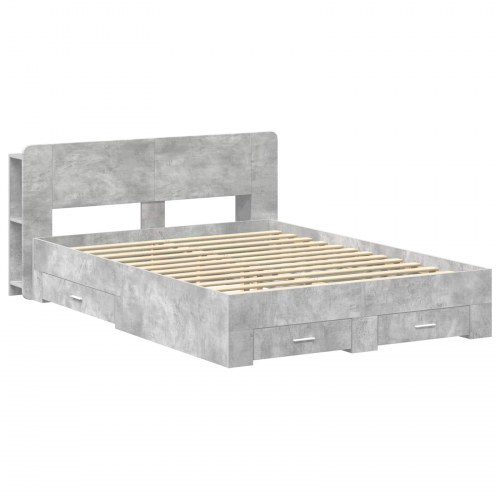 Sengestel med opbevaring Betongrå 160 x 200 cm Konstrueret træ