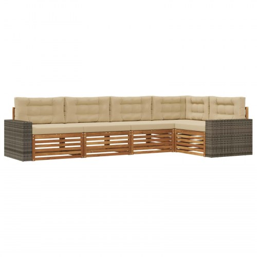 Udendørs sofagruppe 5 stk Naturlig og Beige 331 x 172,5 x 73 cm