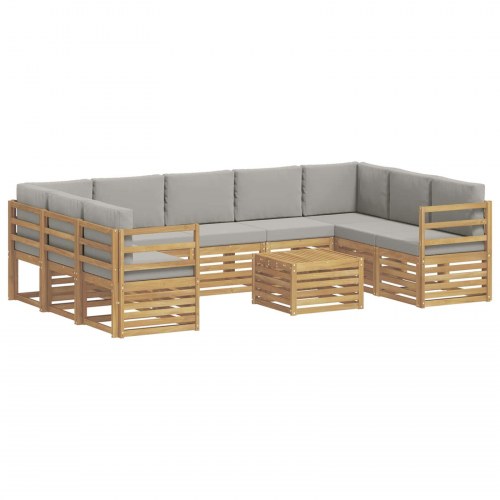 Sofasæt 10 stk Hvid og lysegrå 59 x 59 x 37 cm Polyester