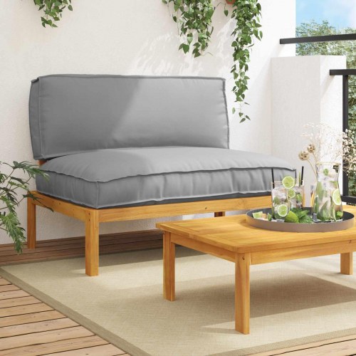 Sofa Sæt med pude Grå 120 x 92 x 69 cm Massivt Akacietræ