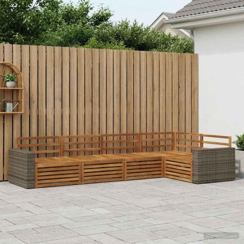 Udendørs sofagruppe 5 stk Naturfarvet 331 x 172,5 x 73 cm