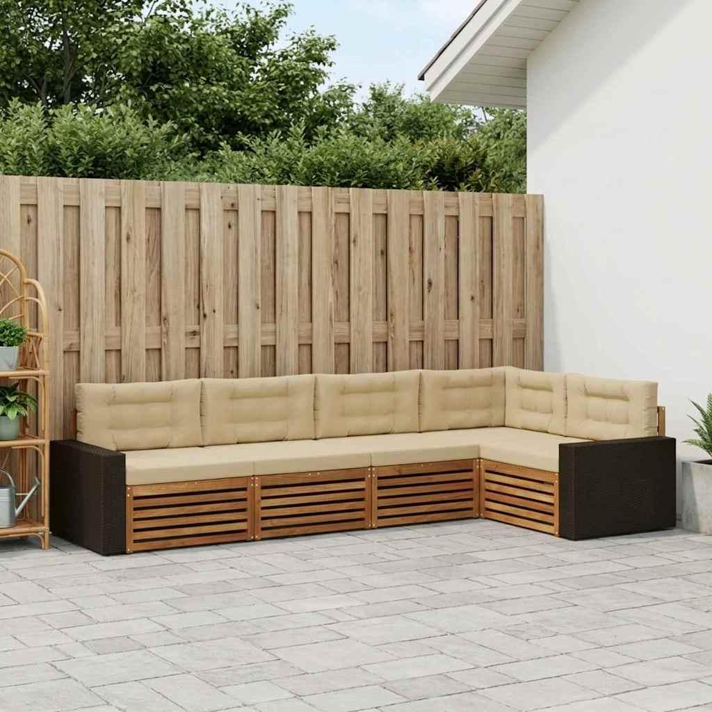 Udendørs sofagruppe 5 stk Naturlig og Beige 331 x 172,5 x 73 cm