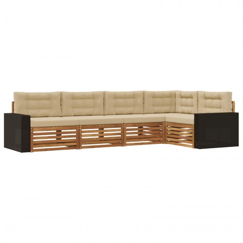 Udendørs sofagruppe 5 stk Naturlig og Beige 331 x 172,5 x 73 cm