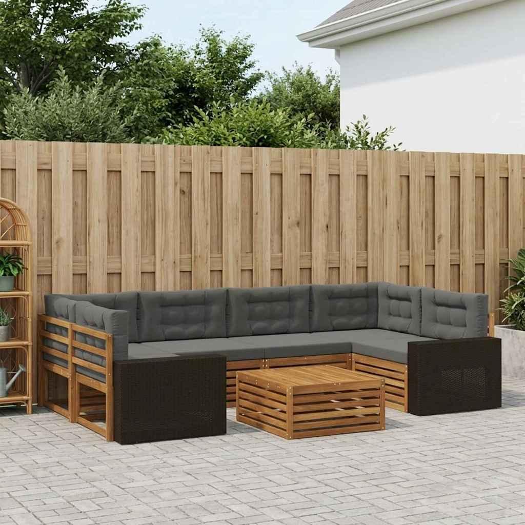 Udendørs sofagruppe 7 stk Naturlig og Antracit Polyester