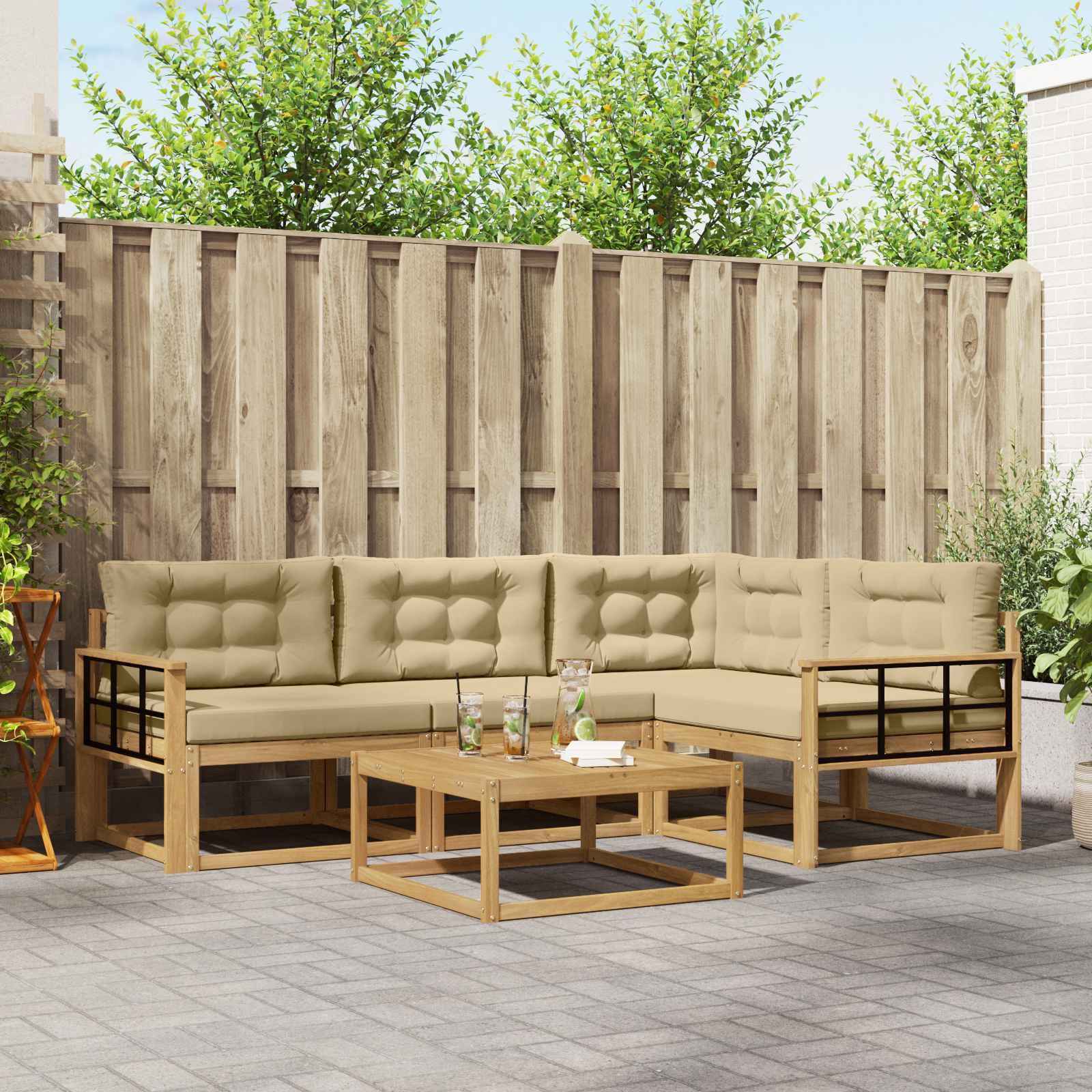 Udendørs sofagruppe 5 stk Hvid og Beige 79 x 79 x 37 cm