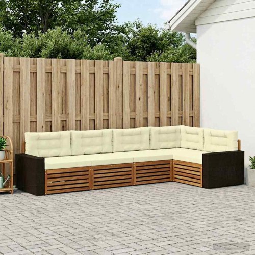 Udendørs sofagruppe 5 stk Naturlig og Fløde 331 x 172,5 x 73 cm