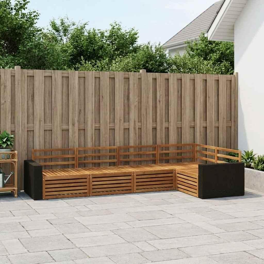 Udendørs sofagruppe 5 stk Naturfarvet 331 x 172,5 x 73 cm