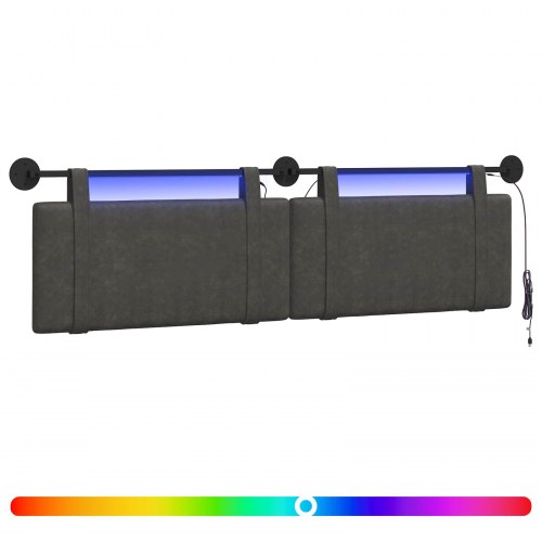 Hængende sengegavl Med LED-lys Sort Antik PU