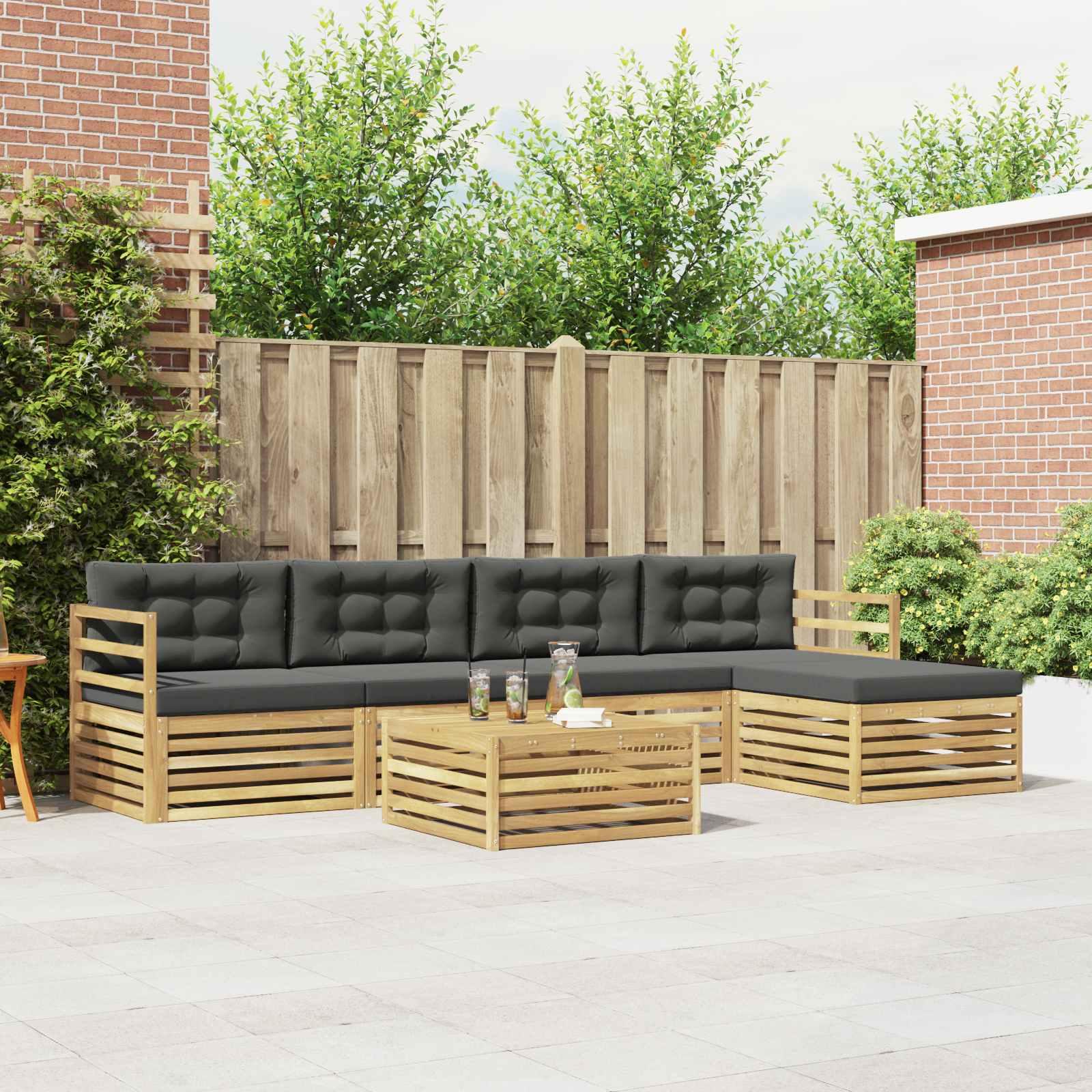 Udendørs sofagruppe 6 stk Hvid og antracit 79 x 79 x 37 cm