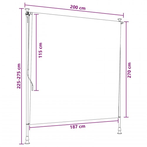 Udendørs Rullegardin Sort 150 x 270 cm