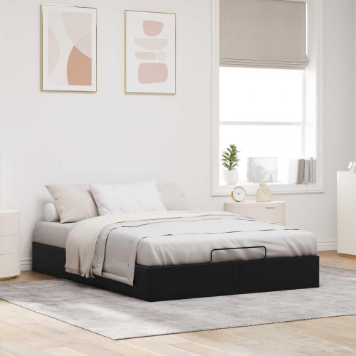Ottoman Sengestel Sort 153 x 203 cm Kunstlæder