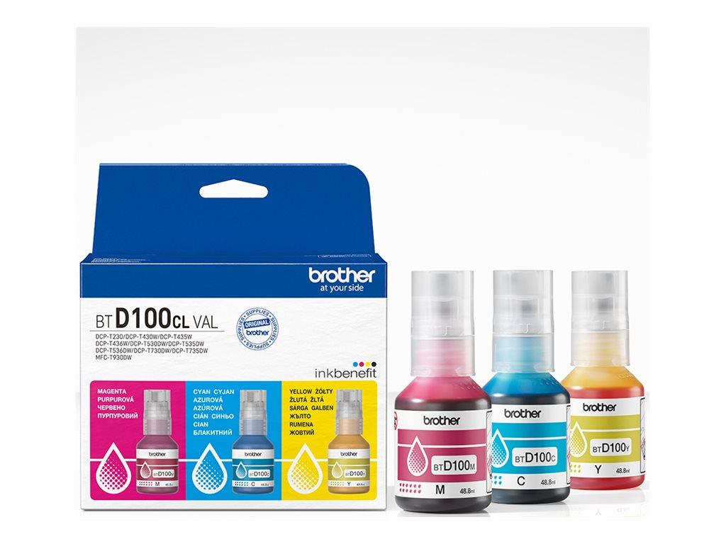Brother BTD100CL Value Pack - blækrefill gul/cyan/magenta, høj kapacitet