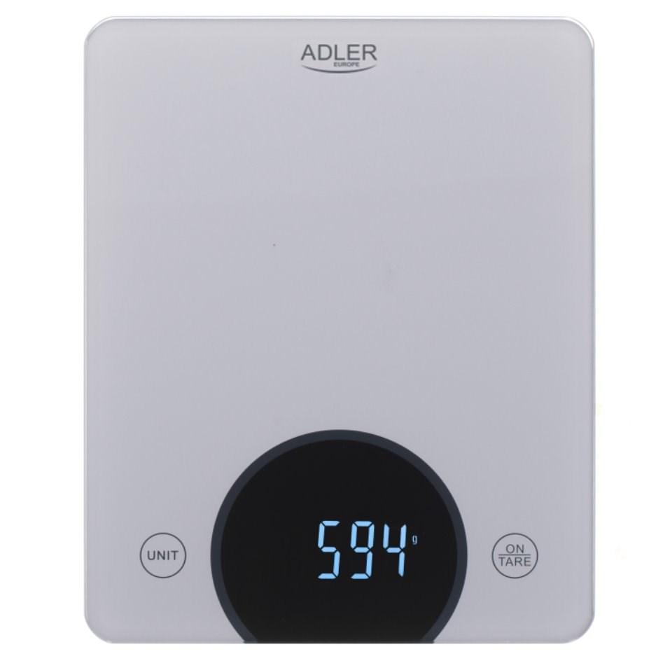Adler AD 3173s køkkenvægt 10 kg - LED-display, grå billede