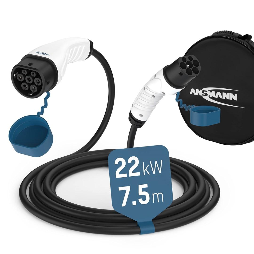ANSMANN Type 2 ladekabel til elbil - 22 kW, 7,5 m billede