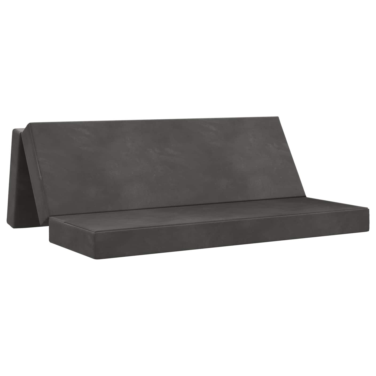 Foldbar sovesofa 200 × 67 × 45 cm - mørkegrå fløjl billede