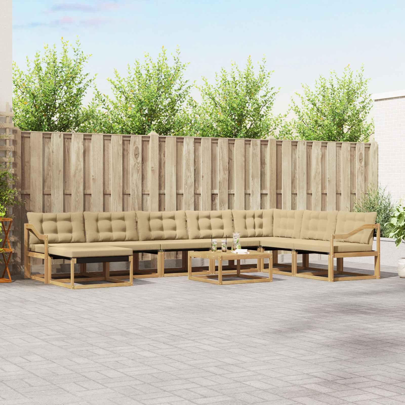 Udendørs sofagruppe 9 stk Hvid og Beige 79 x 79 x 37 cm billede