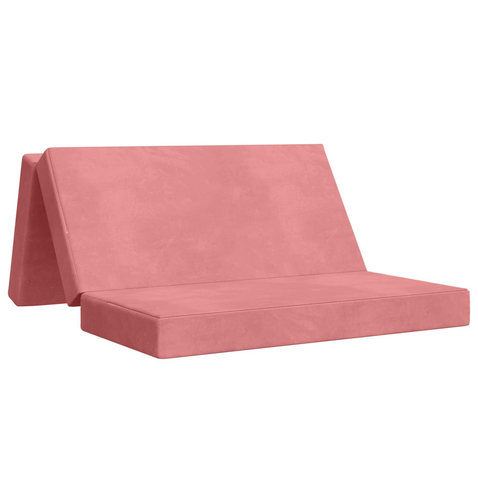 Foldbar sovesofa 120 × 67 × 45 cm - lyserød fløjl billede
