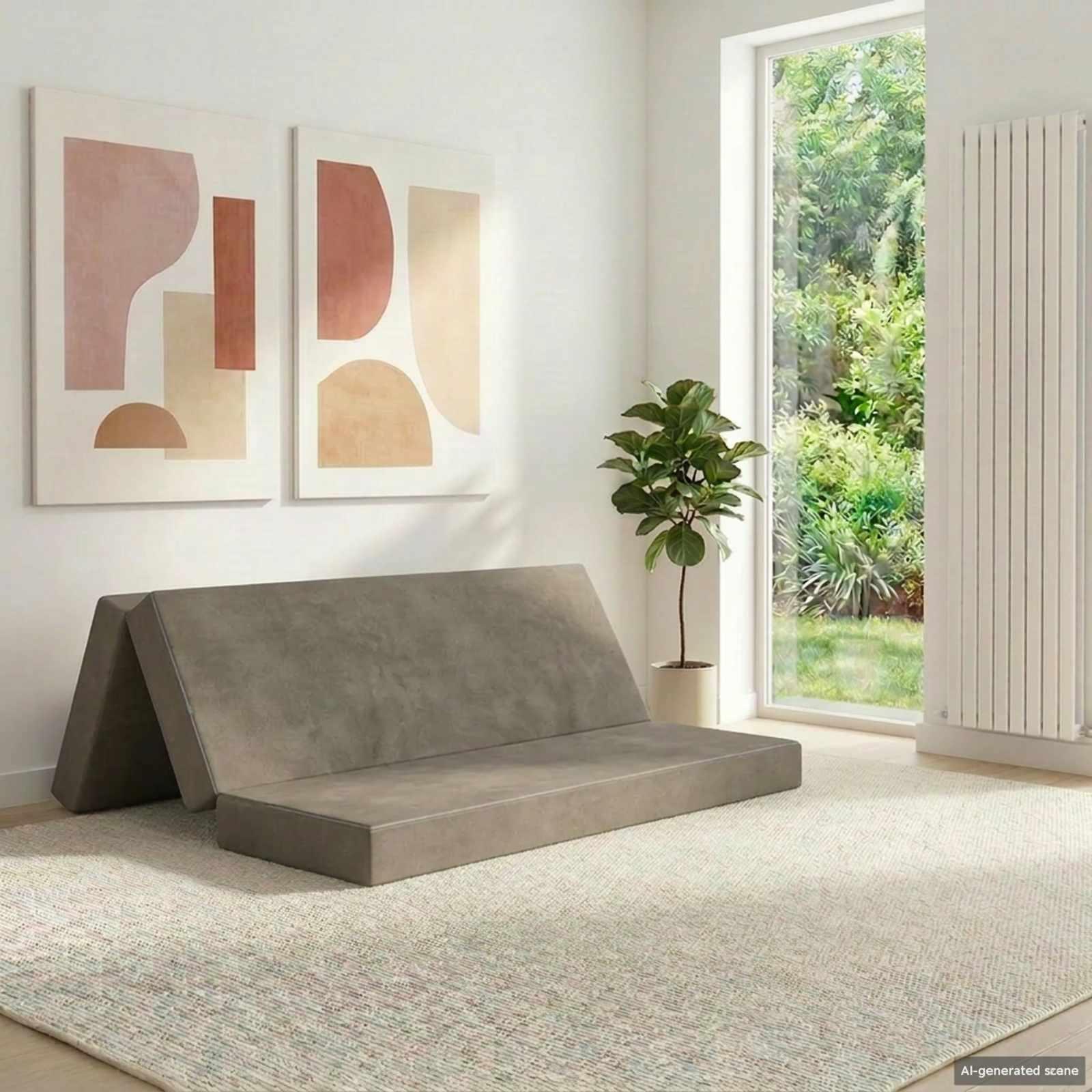 Foldbar sovesofa 120 × 67 × 45 cm - lysegrå fløjl billede