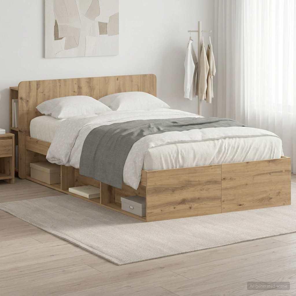 Sengestel med opbevaring med hovedgærde Artisan-eg 120 x 200 cm billede