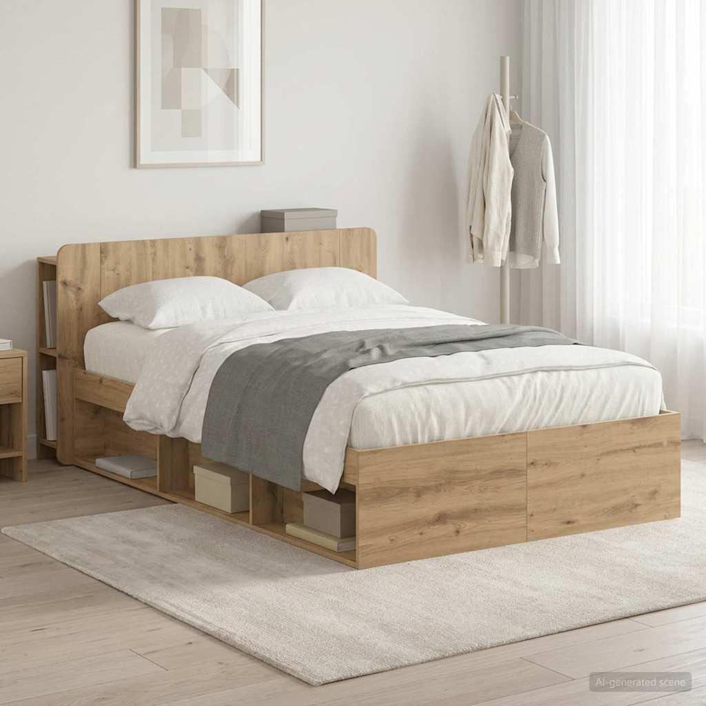 Sengestel med opbevaring med hovedgærde Artisan-eg 120 x 190 cm billede