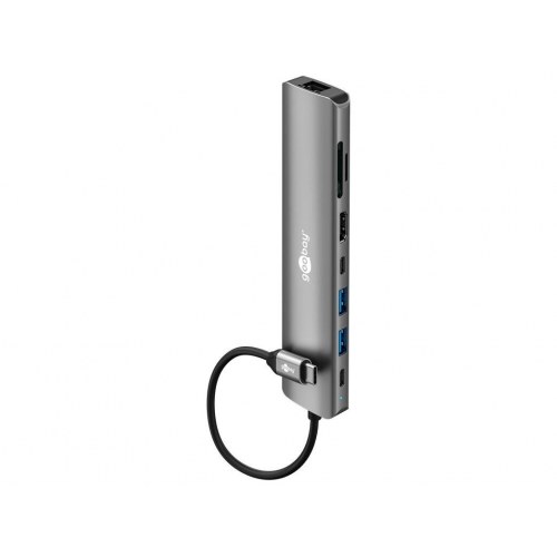 Goobay slank USB-C hub - 8 porte med HDMI, RJ45, SD/microSD