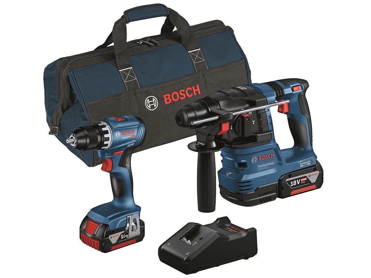 Bosch Professional combo-kit værktøjssæt GSR 18V-45 + GBH 18V-22 - 2x 4,0 Ah