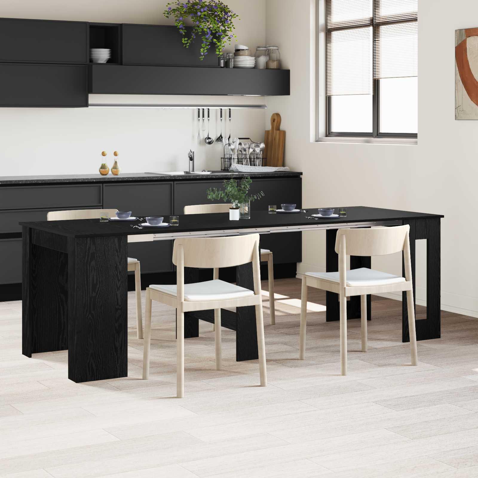 Spisebord 240 x 85 x 75 cm Konstrueret træ Sort eg Rektangulær billede