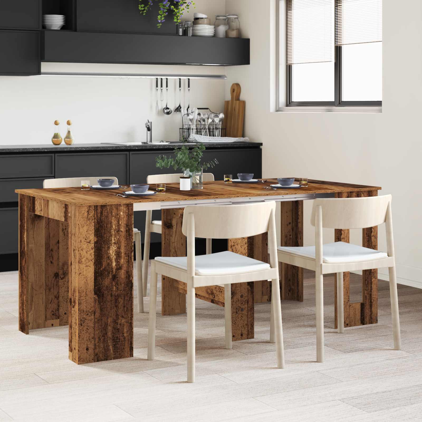 Spisebord 180 x 85 x 75 cm Konstrueret træ Gammelt træ billede