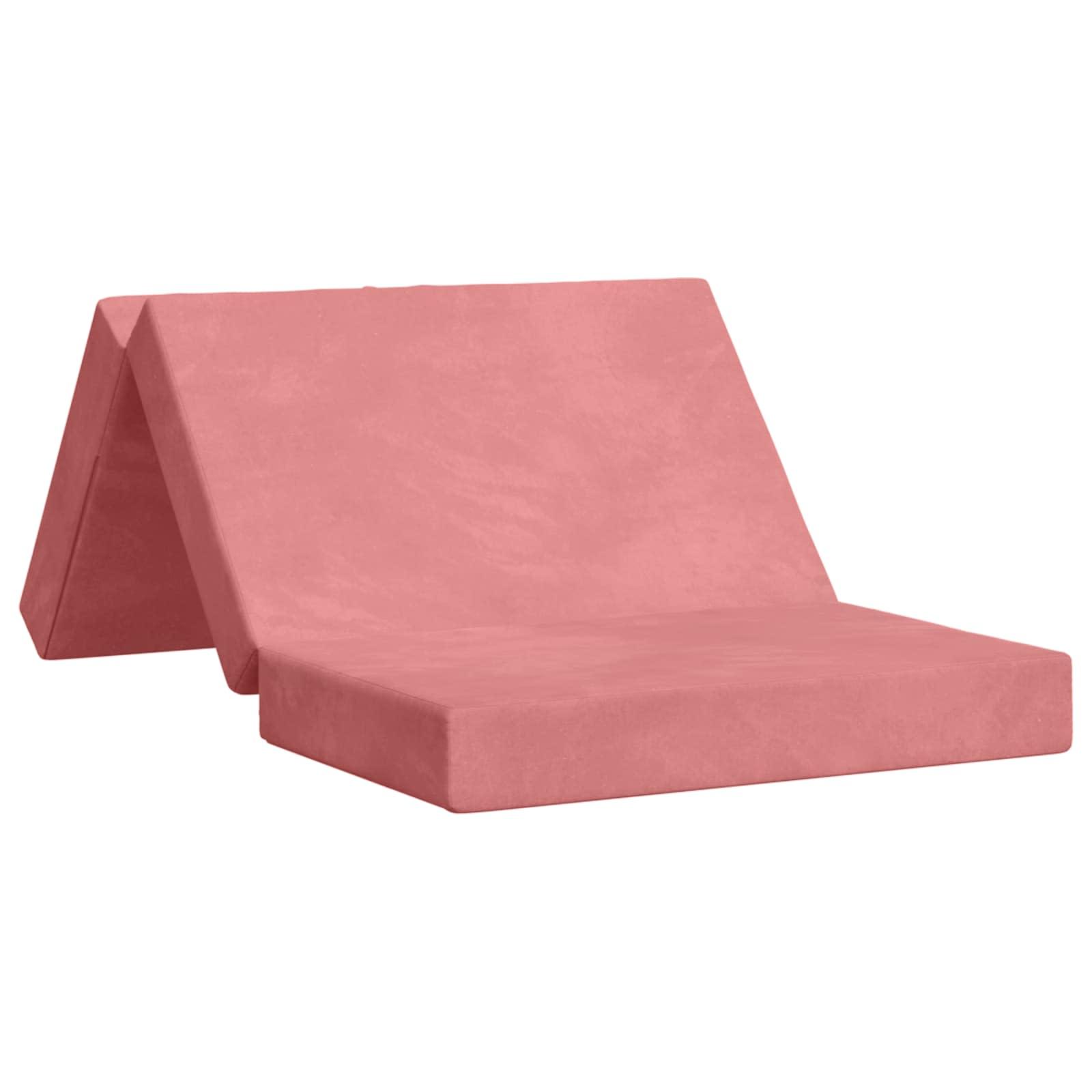 Foldbar sovesofa 80 × 67 × 45 cm - lyserød fløjl billede